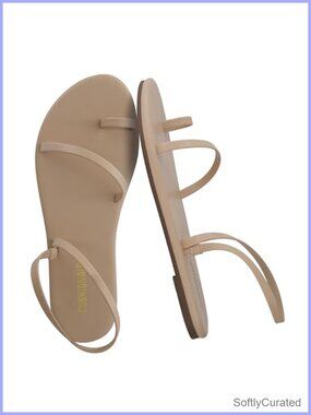 CUSHIONAIRE Women's Chai Strappy Flip Flops Memory Foam Faux Leather Sandals